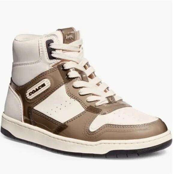 COACH Womens Lace-Up High-Top Sneak Chalk, White Size 9.5M - Picture 1 of 6